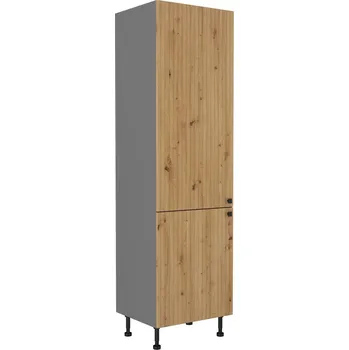 Kuchyňská linka NERITA, skříňka vysoká na vestavnou lednici 60 LO-215 2F, korpus: antracit, dvířka: dub artisan + vyzvednutí ZDARMA