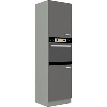Kuchyňská linka AVERNA, skříňka vysoká na vestavnou troubu 60 DP-210 2F, korpus: platinově šedá, dvířka: šedý lesk +možnost VÝNOSU + vyzvednutí ZDARMA
