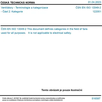 ČSN EN ISO 13349-2 - Ventilátory - Terminologie a kategorizace - Část 2: Kategorie - Tisk