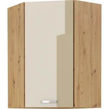 Kuchyňská linka MEADOW, skříňka horní rohová 58x58 GN-90 1F, korpus: dub artisan, dvířka: cappuccino lesk + vyzvednutí ZDARMA