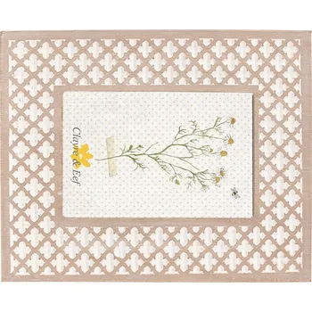 Rám na obraz Bílo-hnědý dřevěný fotorámeček - 18*1*23 cm / 10*15 cm