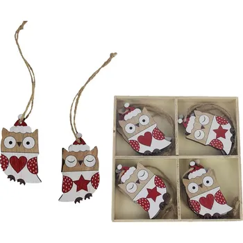 DEKORACE - SOVA K ZAVĚŘENÍ - ČERVENÁ S BÍLOU