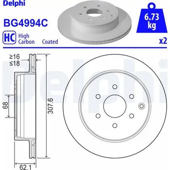 Brzdový systém Brzdový kotouč DELPHI BG4994C