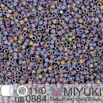 Korálek Korálky Miyuki Delica 11/0. Barva Matte Opaque Dark Gray AB DB0884. Balení 5g.