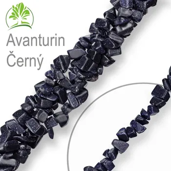 Přírodní kámen Návlek z tromlovaných kamenů balení 10g AVANTURIN Černý