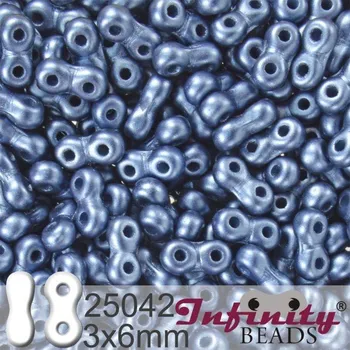 Korálek Korálky INFINITY velikost 3x6mm. Barva 25042 voskovaná MODRÁ RIFLOVÁ. Balení 10g