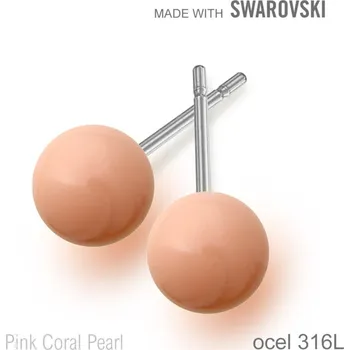 Náušnice Náušnice sada Made with Swarovski 5818 Crystal Pink Coral Pearl (001 716) 6mm+puzeta 316L