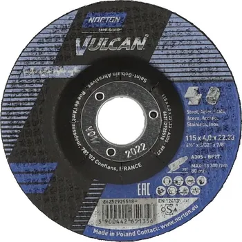 Řezný kotouč NORTON-CLIPPER Broušení Kotouč pro kov, inox 115x4x22.23mm pro Úhlová bruska Norton VULCAN