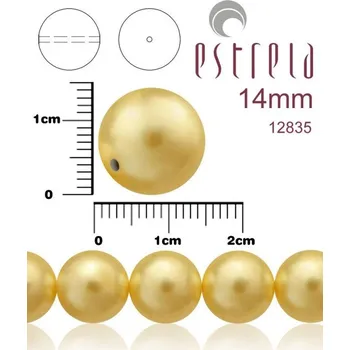 Korálek VOSKOVANÉ korále tvar kulatý. Velikost 14mm. Barva 12835 (zlatá). Balení 6ks na návleku.