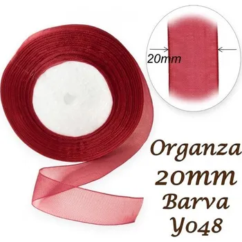 Stuha ORGANZA stuha šířka 20mm. Číslo Y048 barva VÍNOVÁ.