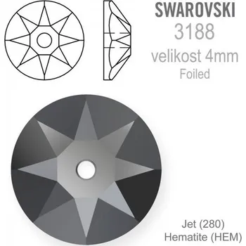 Drahý kámen Swarovski 3188 XIRIUS Lochrose našívací kameny velikost pr.4mm barva Jet Hematite