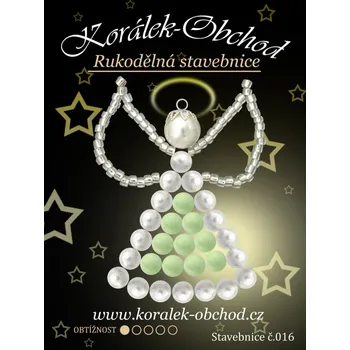 Dětské navlékací korálky Stavebnice z korálků ANDĚL číslo 016. Stavebnice obsahuje materiál na výrobu andílka velikost cca 6x5cm.