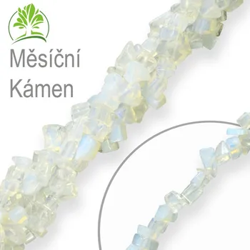 Materiál na výrobu šperku Návlek z tromlovaných kamenů balení 10g MĚSÍČNÍ KÁMEN Syntetický