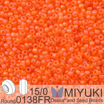 Korálek Korálky Miyuki Round 15/0. Barva 0138FR Matte Tr Orange AB. Balení 5g
