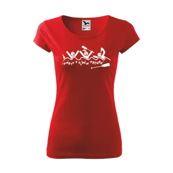 Dámské tričko ON-DESIGN Vodácké tričko dámské PÁRTY V PLNÉM PROUDU Velikost: XL, Barva: červená