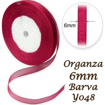 Stuha ORGANZA stuha šířka 6mm. Číslo Y048 barva VÍNOVÁ.