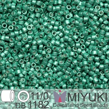Korálek Korálky Miyuki Delica 11/0. Barva Galvanized Semi-Frosted Dark Mint DB1182. Balení 5g.