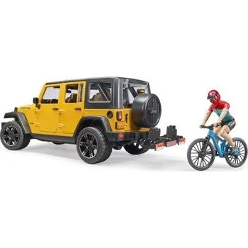 Bruder 2543 Jeep Wrangler Rubicon s cyklistou a kolem