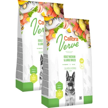 2x Calibra Dog Verve GF Adult M&L Salmon&Herring 12kg