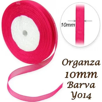 Stuha ORGANZA stuha šířka 10mm. Číslo Y014 barva RŮŽOVÁ NEONOVÁ.