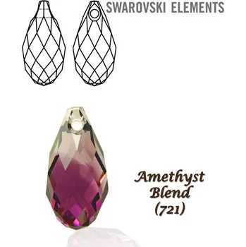 Korálek Swarovski 6010 Briolette Pendant 11x5,5mm. Barva AMETHYST BLEND