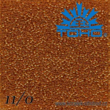 Korálek Korálky TOHO tvar ROUND (kulaté). Velikost 11/0. Barva č. 2C-Transparent Topaz . Balení 8g.