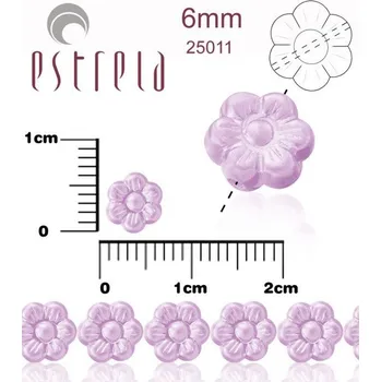 Dětské navlékací korálky Korálky VOSKOVANÉ tvar KYTIČKA velikost 6mm. Barva 25011 (Violet). Balení 17Ks.