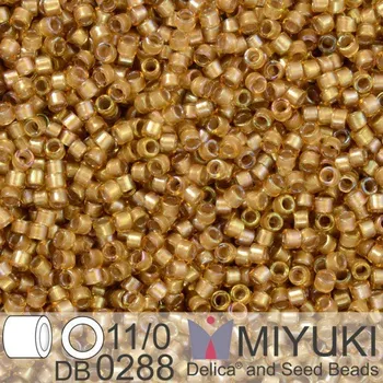 Korálek Korálky Miyuki Delica 11/0. Barva White Lined Saffron AB DB0288. Balení 5g