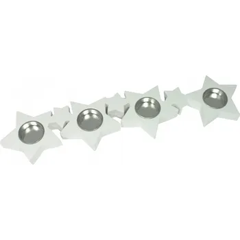 SVÍCEN dřevěný hvězdy bílý