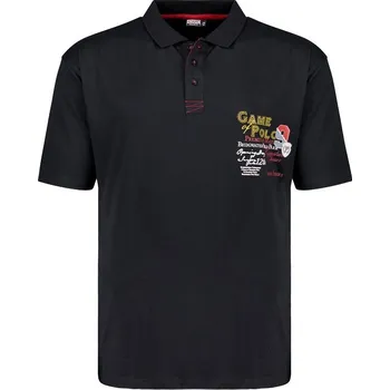 Pánské tričko Pánská polokošile - tričko s límečkem černé Adamo s potiskem 6XL - 12XL krátký rukáv Adamo - 7XL