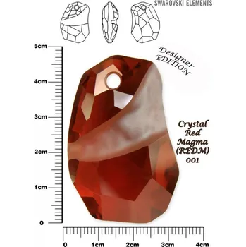 Přívěsek SWAROVSKI Divine Rock Pendant 6191 barva CRYSTAL RED MAGMA velikost 48mm.
