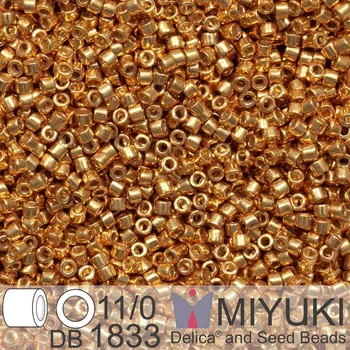 Korálek Korálky Miyuki Delica 11/0. Barva Duracoat Galvanized Yellow Gold DB1833. Balení 5g.