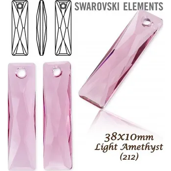 Korálek Swarovski 6465 Queen Baguette Pendant Light Amethyst. Velikost 38x10mm.