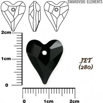 Přívěsek SWAROVSKI Wild Heart Pendant barva JET (280) velikost 17mm