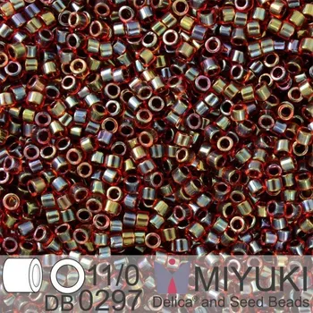 Korálek Korálky Miyuki Delica 11/0. Barva Garnet Lined Ruby AB DB0297. Balení 5g.
