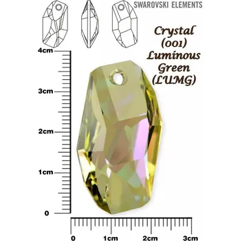 Korálek SWAROVSKI 6673 METEOR Pendant barva CRYSTAL LUMINOUS GREEN velikost 38mm.