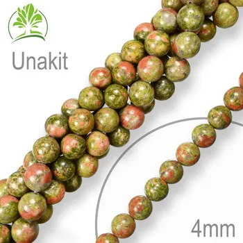 Sběratelství Korálky z minerálů Unakit přírodní polodrahokam. Velikost pr.4mm. Balení 18Ks.