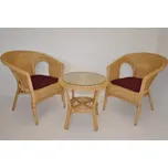 Axin Trading s.r.o. Ratanová sedací souprava Fabion medová vínové polstry