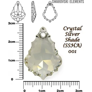 Přívěsek SWAROVSKI 6091 Baroque Pendant barva CRYSTAL SILVER SHADE velikost 28mm