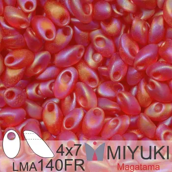 Korálek Korálky MIYUKI tvar Long MAGATAMA velikost 4x7mm. Barva LMA-140FR Matte Transparent Red Orange AB. Balení 5g.