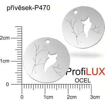 Přívěsek Přívěsek Chirurgická Ocel ozn-P470 medailon SOVA velikost pr.20mm tl.1.0mm. Řada přívěsků ProfiLUX.