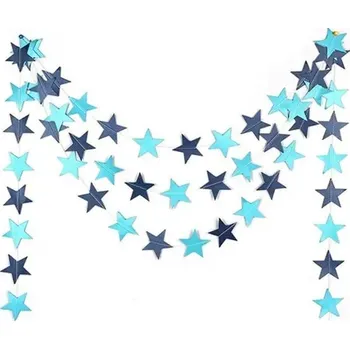 Vánoční girlanda | party girlanda, styl hvězdičky - 4 m - modrý