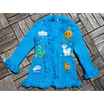 Dívčí svetr Svetr dětský (třásně, tyrkysový, 5-6 let)