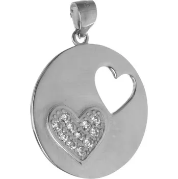 Přívěsek Argento 85278 Stříbrný přívěsek - srdíčko, čiré kulaté zirkony