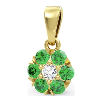 Přívěsek Couple, Květinový přívěsek Carin, žluté zlato se zelenými zirkony, 585-66-2-0263.0Z00.0.00.206.23