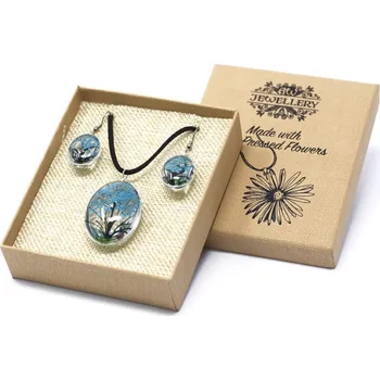 Souprava šperků Sada šperků s lisovanými květy – náhrdelník a náušnice modrá ✨
