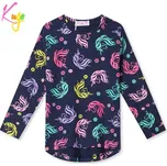 Dívčí tričko dl.r. Kugo HC9297, tmavě modré (dívčí tričko dlouhý rukáv jednorožci)