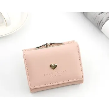 Peněženka Dámská peněženka na zip, peněženka s elegantním srdíčkem - Růžový
