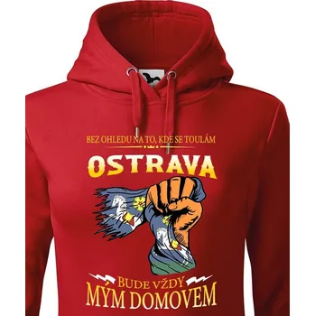 Dámská mikina Dámská mikina s rodným městem, Barva Červená, Velikost M, Canvas Dámská mikina Bezvatriko.cz 1358