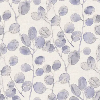 Tapeta Zambaiti Parati Krémovo-modrá vliesová tapeta s větvičkami a listy, Z77509, Savana, Zambaiti Parati, velikost 10,05 x 0,53 m